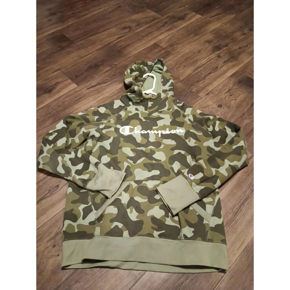 Champion Camo Pullover Hoodie Men's Sz L